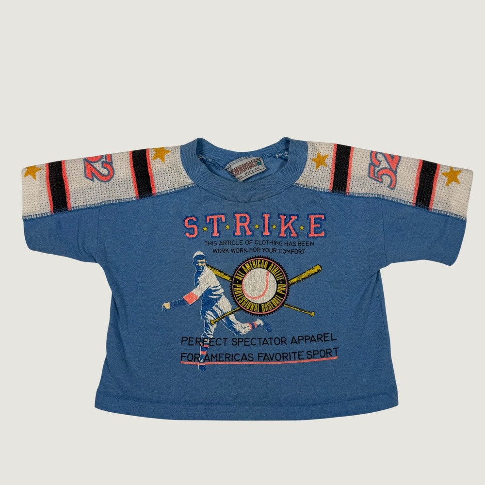 Vintage Credentials Kids Baseball T-Shirt Blue Graphic Tee Size 12x12